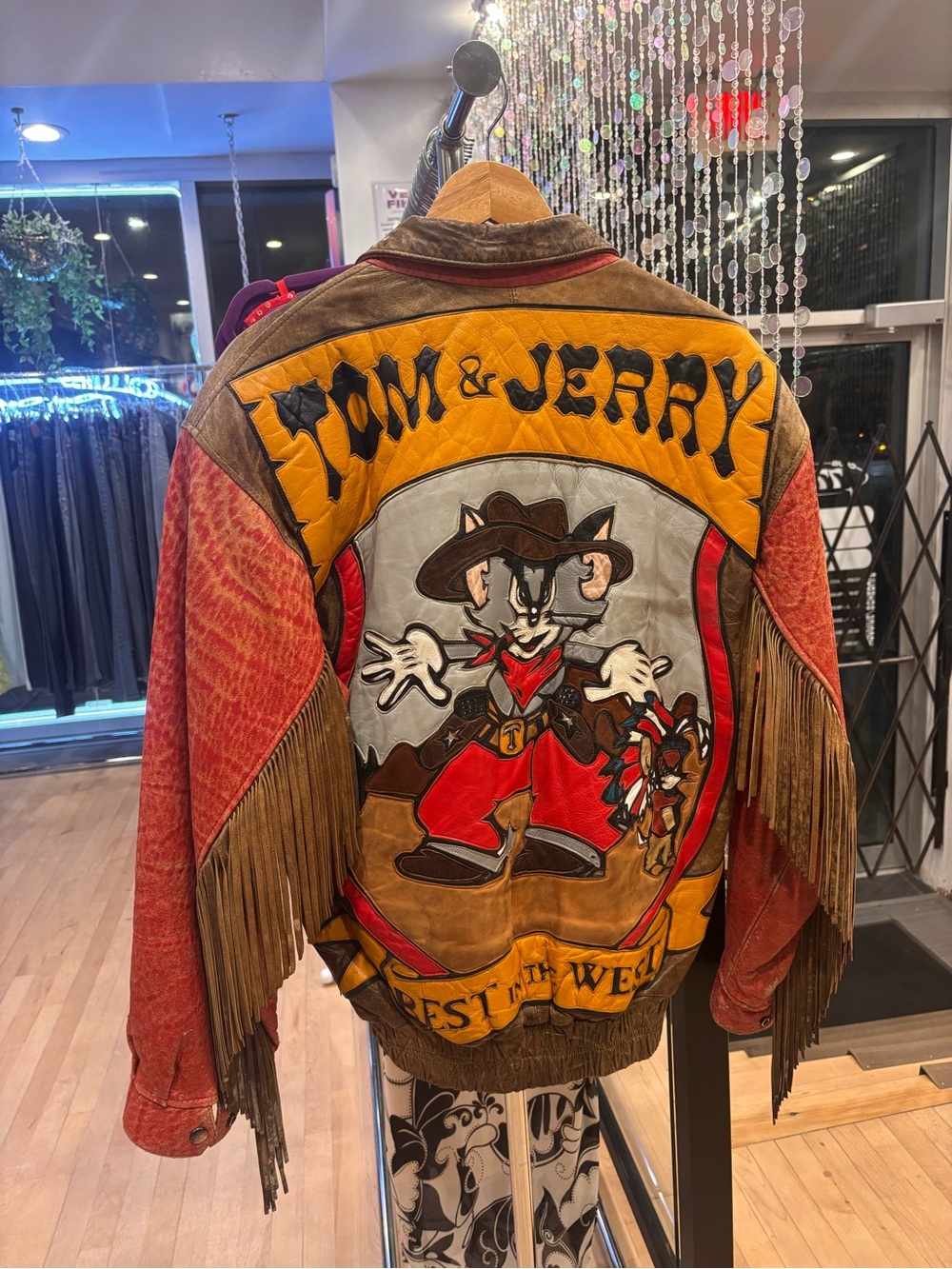 Rare Cartoon Network Tom & Jerry Western Fringe Bomber Jacket